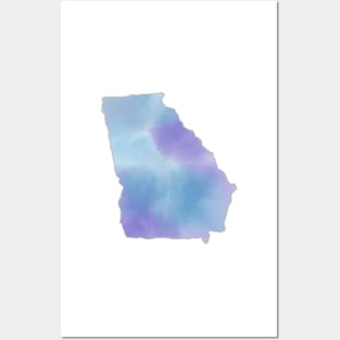 Purple and Blue Watercolor Georgia Posters and Art